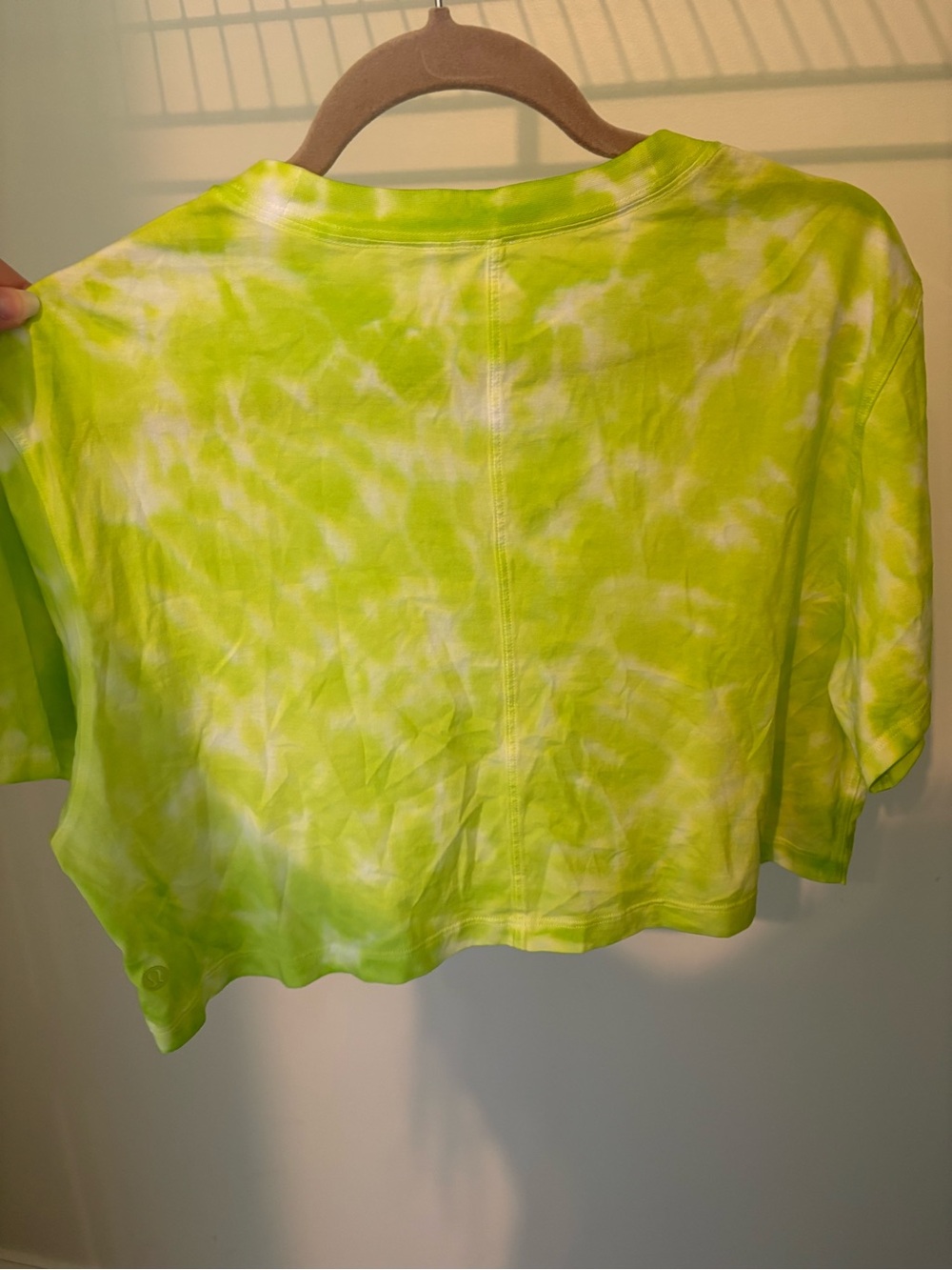 lululemon athletica Neon Lime Green Tie-Dye Cropped Tee - Picture 3 of 3